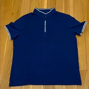 Armani Exchange Men's Blue Polo with White Trim
